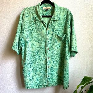 Men’s Tommy Bahama Silk Hawaiian Island Shirt Sz L